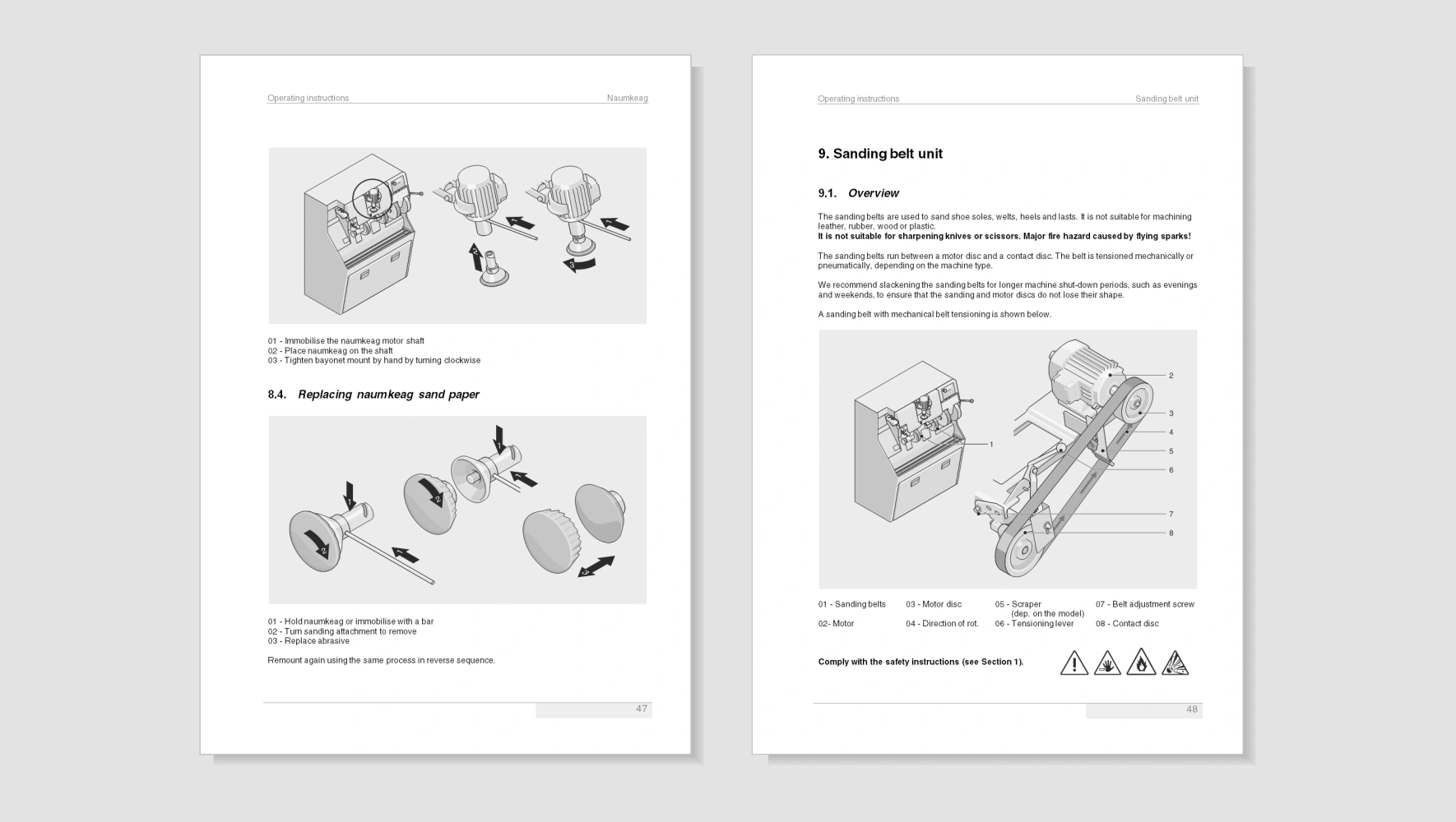 Bedienungsanleitung einer Schuhreparaturmaschine