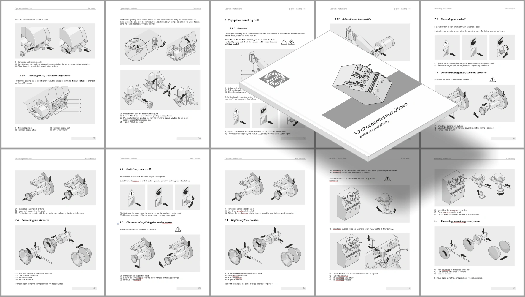 Bedienungsanleitung einer Schuhreparaturmaschine